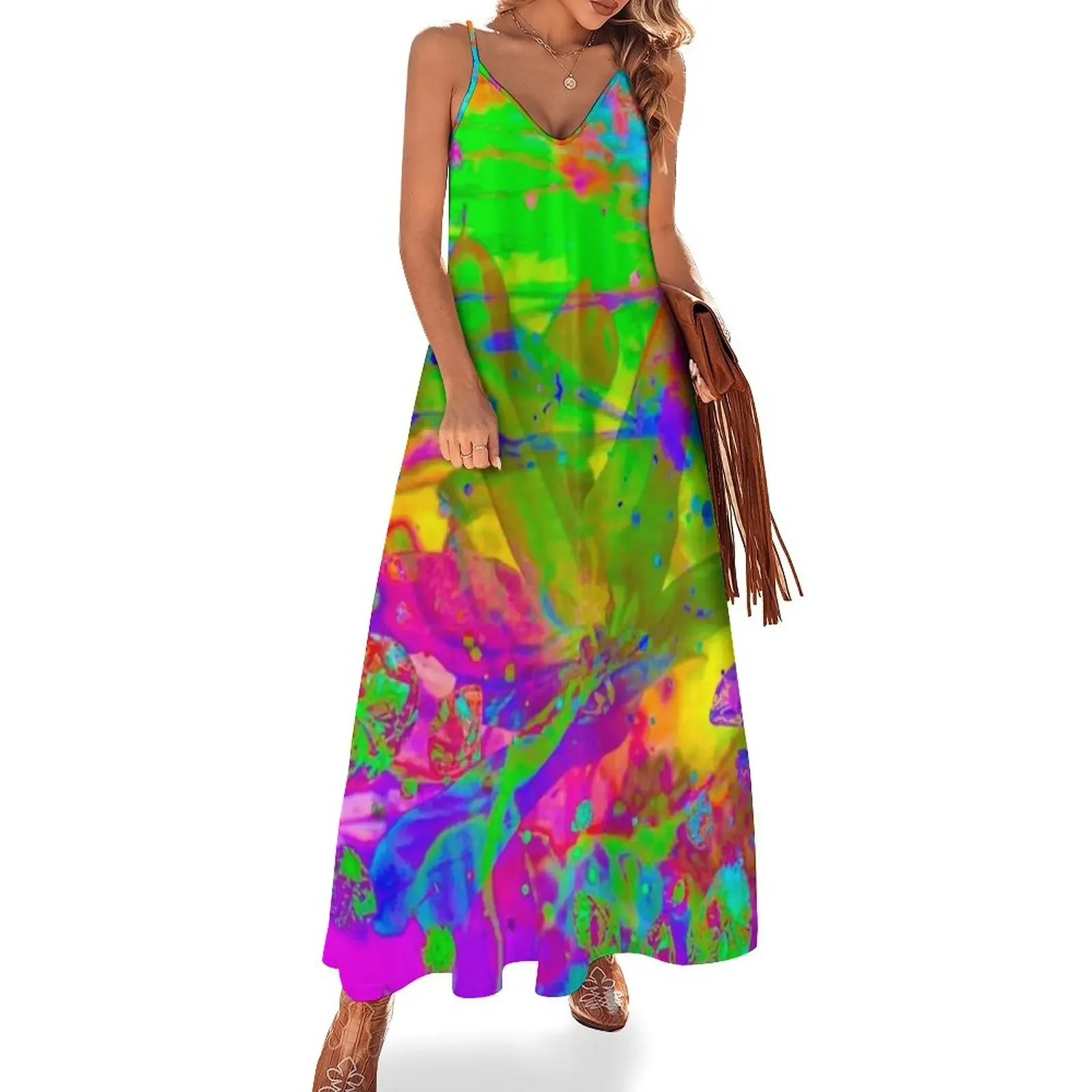 

Neon Florals 103 Sleeveless Dress dress women elegant luxury womans clothing