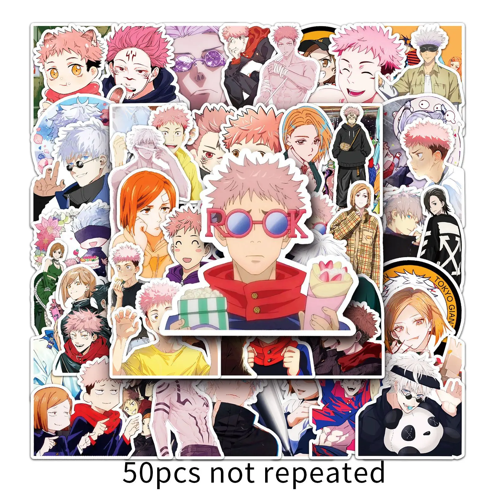 50 Stks/set Jujutsu Kaisen Decoratie Notebook Telefoon Sticker Hd Printd Gojo Satoru Geto Suguru Diy Hand Account Dagboek Sticker Cadeau