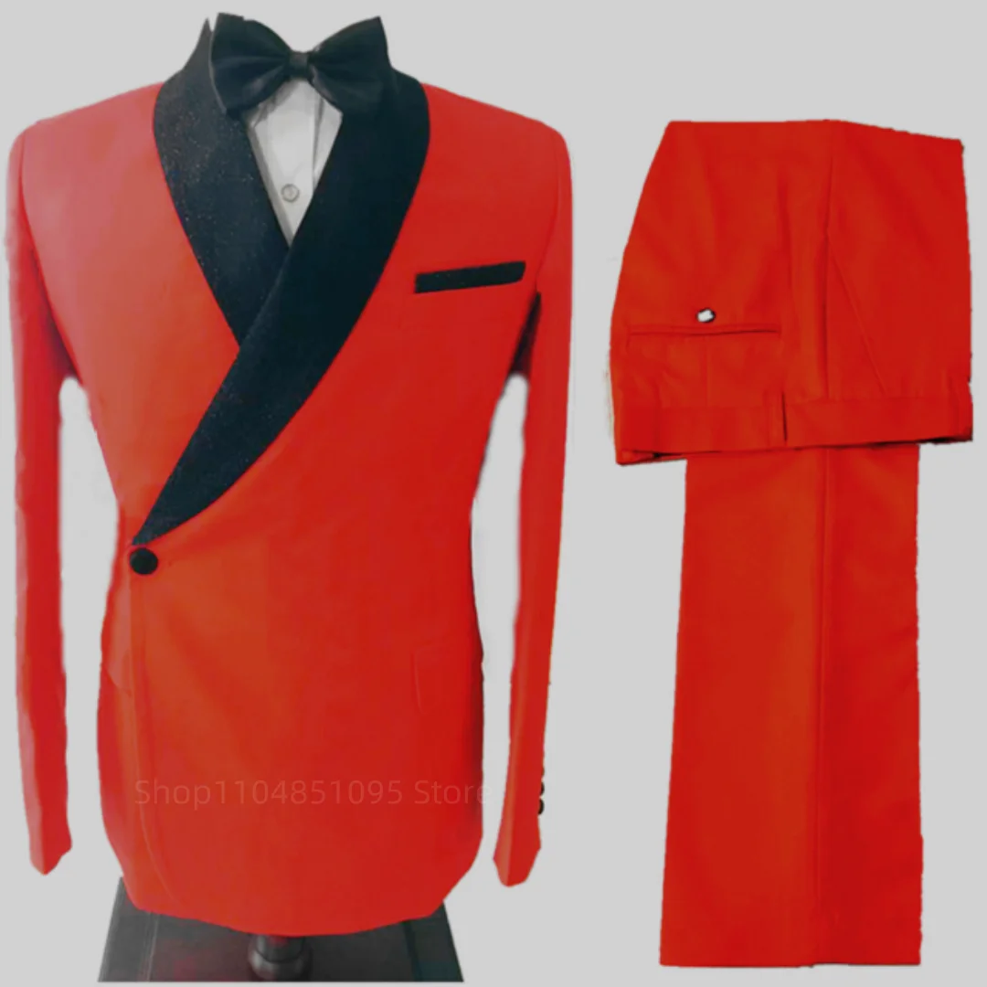 

Luxury Men's Suits Elegant Shawl Lapel Blazer Slim Fit Male Clothing for Wedding High Quality 2 Piece Party Jacket Pants Sets