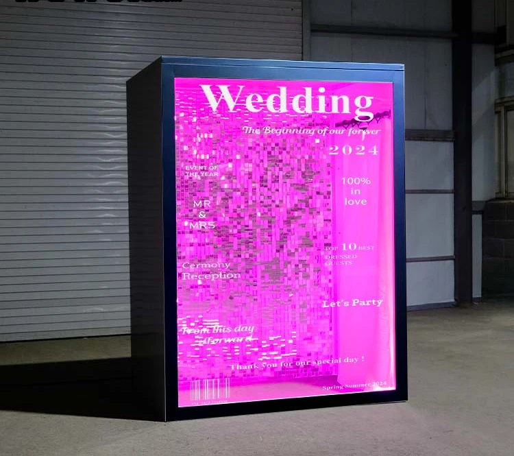 wholesale acrylic photography box magazine front walk in booth backdrop for wedding party event decoration