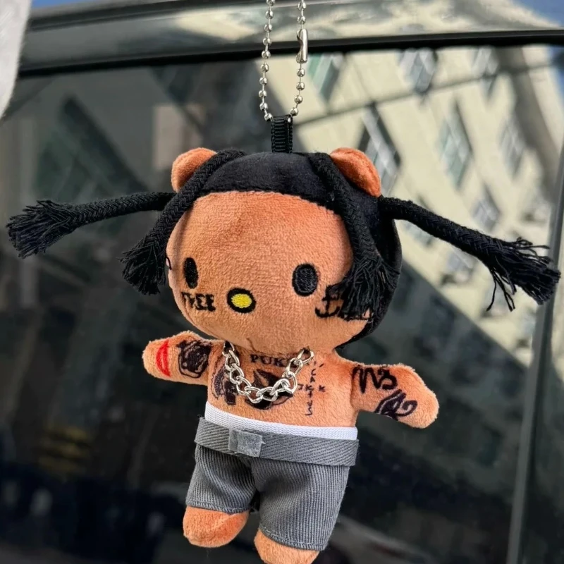 Kawaii Sanrio Hello Kitty Singer Selena Gomez PlushDoll Black  LIL Peep Doll Figure Stuffed Plush  Keychain Cartoon Gift