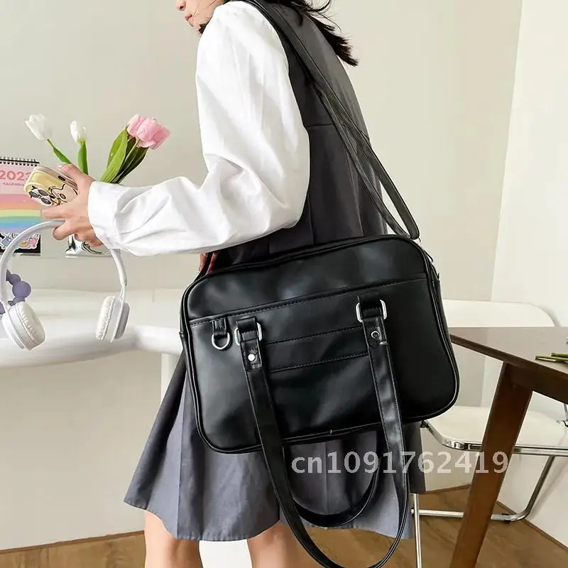 Japanese Preppy Style Shoulder Bag Women PU Leather JK Uniform Bag Girls Handbags Pure Color Crossbody Bags Itabag Tote Bolso