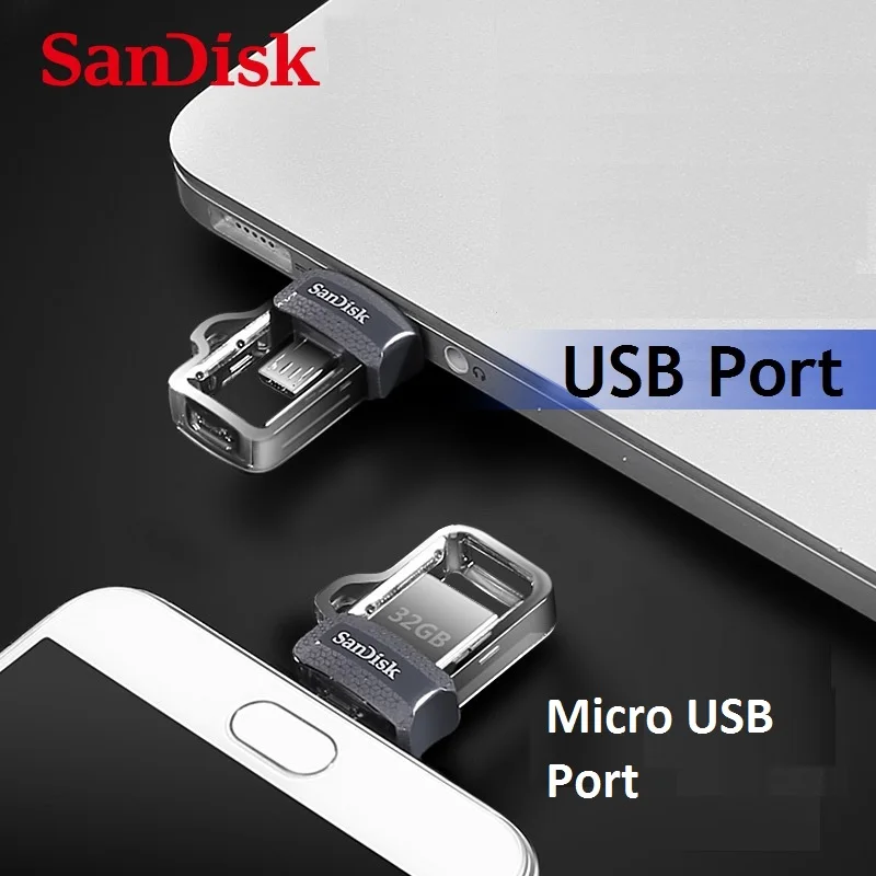 100%Sandisk SDDD3 Extreme high speed 150MB/S Dual OTG USB Flash Drive 256GB 64GB 128GB 32GB Pen Drive USB3.0 PenDrive Genuine PC