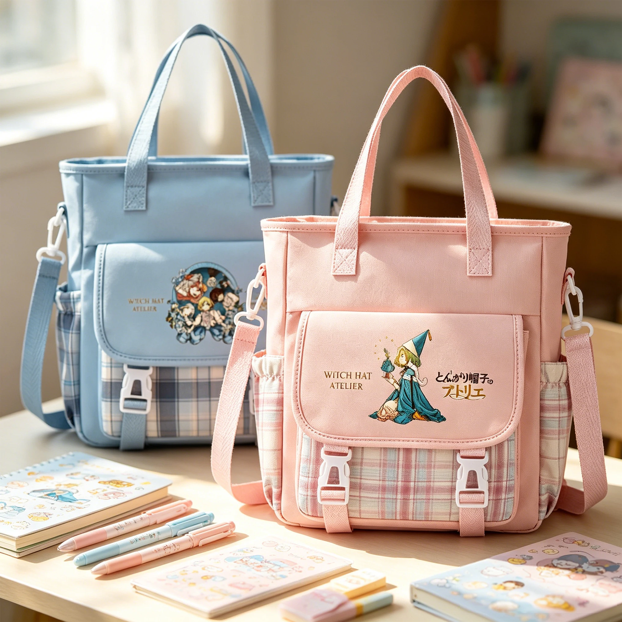 Anime Witch Hat Atelier Girls Oxford Crossbody Shoulder Bag Students Cartoon Messenger Bag Casual Handbag Women Travel Daypack