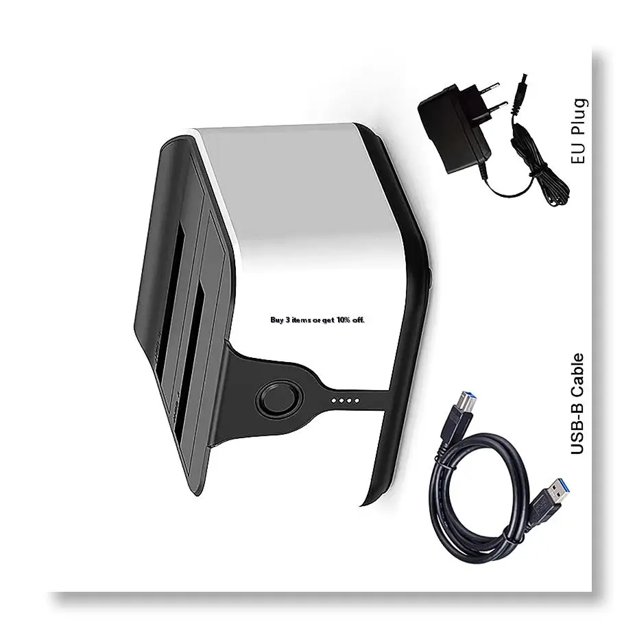 ✱Dual Bay HDD Docking Station One Click Offline Clone SATA to USB 3.0 HDD Docking Station for 2.5/3.5inch SSD HDD EU Plug