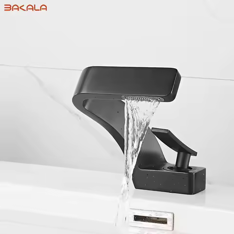 BAKALA Black Bathroom Deck Mounted Basin Faucet Single Hole Sink Tap Hot And Cold Water Mitigeur Salle De Bain Mixer Tap
