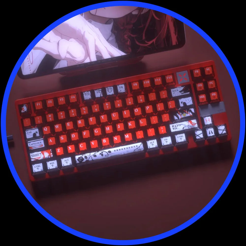 

Metallic Paint Keycaps 126 Keys Chainsaw Man Theme Keycaps Pbt For Mechanical Keyboard Caps Pc Accessory Customized Anime Keycap