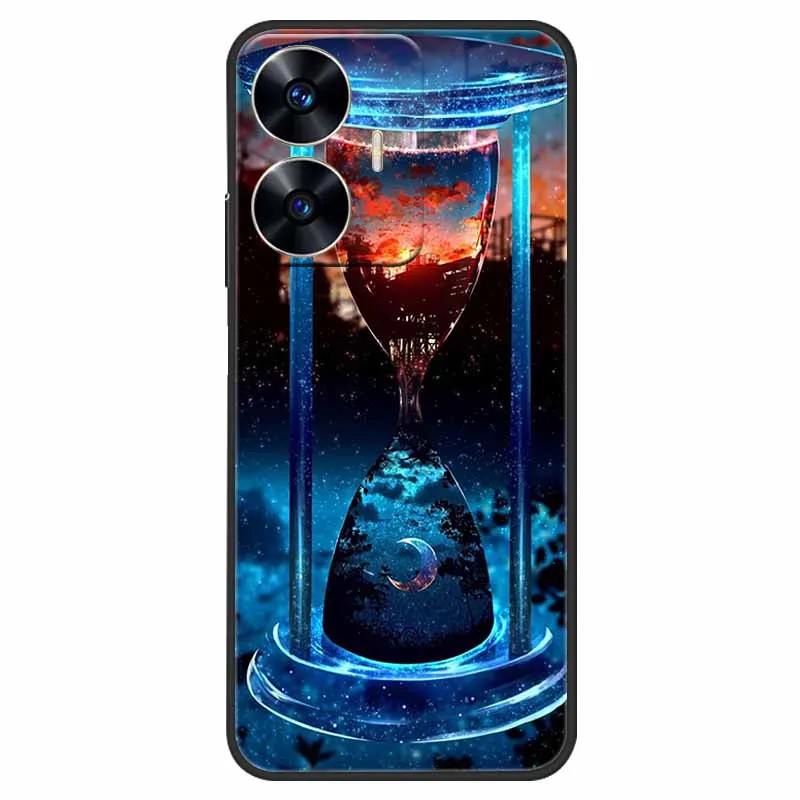 Phone Cover For Realme C55 Case Black Silicone Fundas For Realme C55 RMX3710 TPU Soft Back Coque Star Painted on RealmeC55 C 55