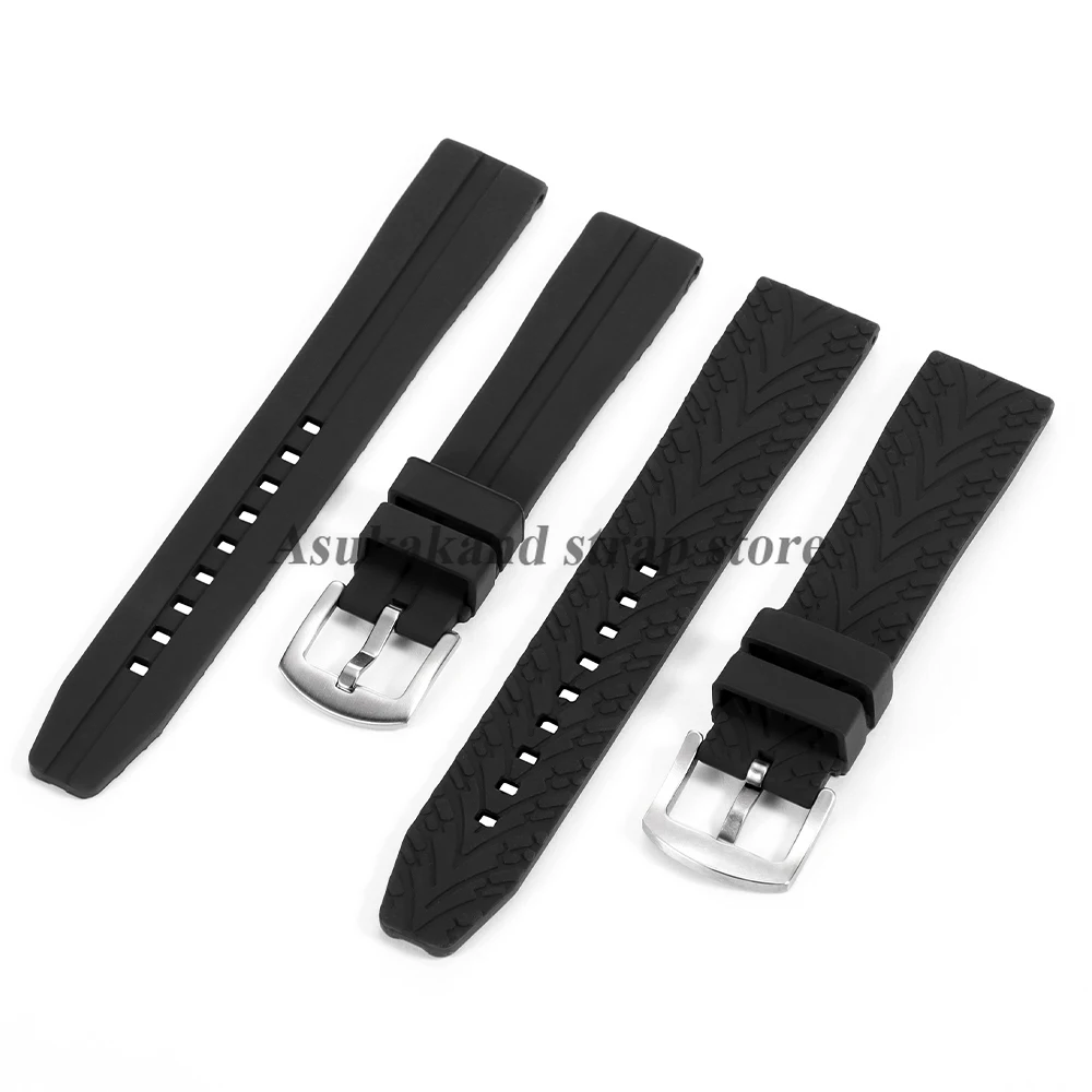 Черный резиновый ремешок увеличенной длины большого размера 20 мм 22 мм для Omega для Seiko для Rolex, водонепроницаемый ремешок для часов, мужской и женский браслет