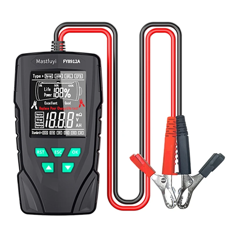 Car Battery Tester 12V/24V Battery System Analyzer 50-2000CCA Battery Health Display Comprehensive Diagnostic Test Tool