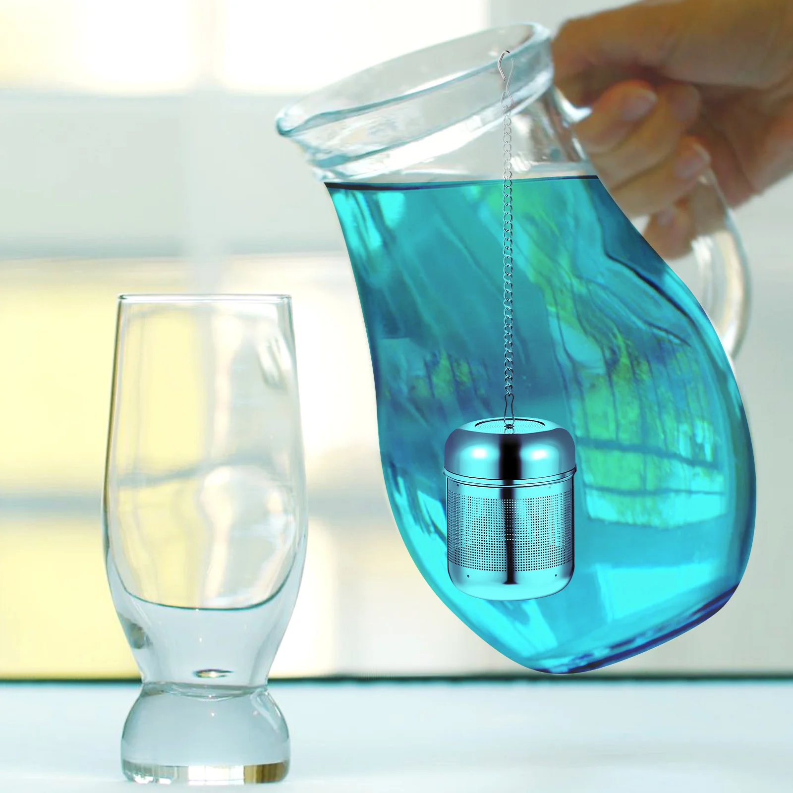 

4Pcs Stainless Steel Tea Infuser Basket Fine Mesh Filter for Loose Leaf Tea Brewing with Hanging Chain Multi Purpose Steeping