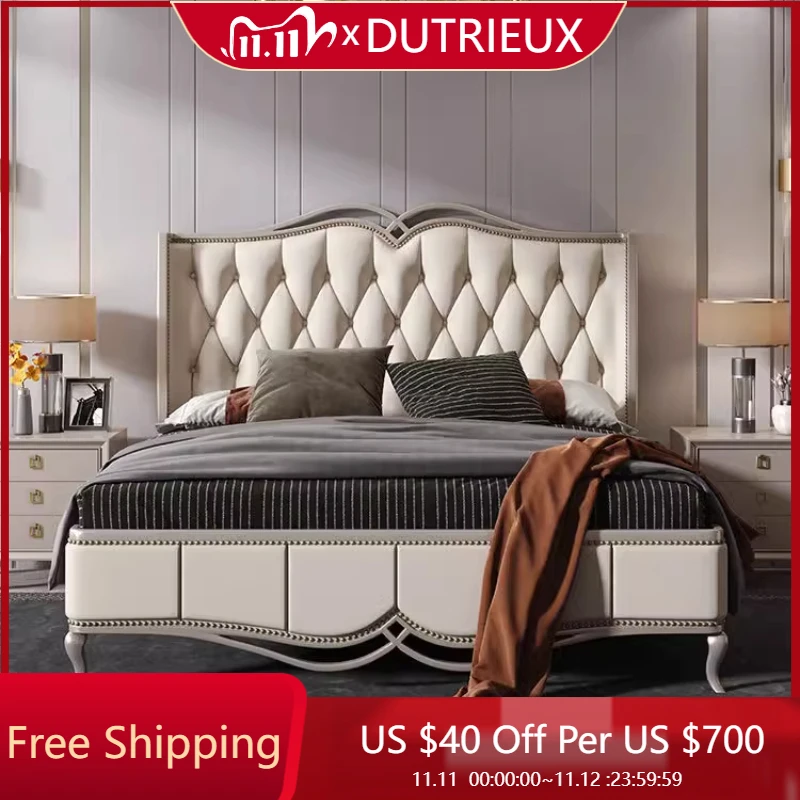 

Свадебная европейская кровать, двойная светлая роскошная главная спальня, модная мягкая кровать, высокое качество, удобное изголовье, мебель Muebles