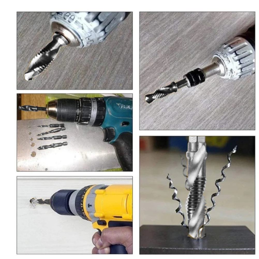 

Hot Sale Tap Drill Bits Hex Shank M3-M10 Silver 1pc Bench Drill Hand Drill Hex Chuck Tapping Machine Industrial