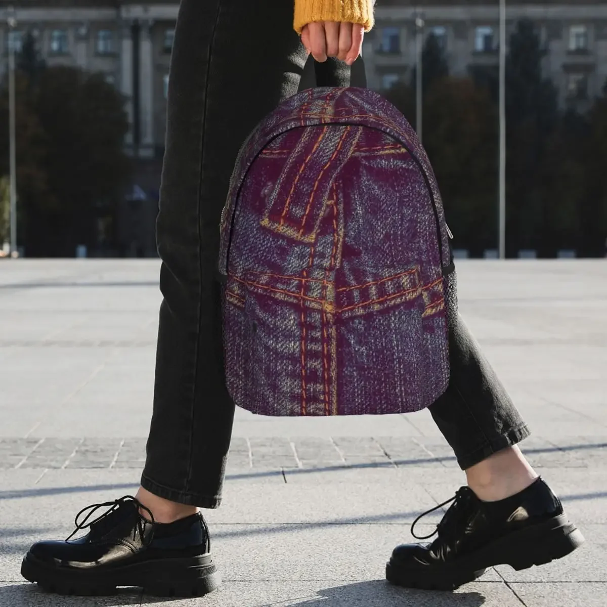 Dois Bolso Violette Eu Amo Bluejeans Denim Mochilas, Adolescente Bookbag, Sacos De Escola Dos Estudantes Dos Desenhos Animados, Mochila De Viagem, Bolsa De Ombro