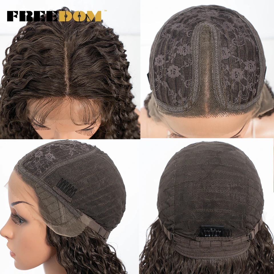 Wig sintetik renda depan kebebasan untuk WANITA HITAM 30 inci Wig panjang keriting Ombre pirang sorot Wig renda Wig Cosplay sintetis