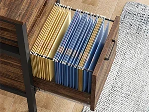 Tribesigns L Shaped Desk with File Drawer Cabinet, 59 Inch Corner Desk L Shaped Computer Desk with Drawers, Rustic Brown