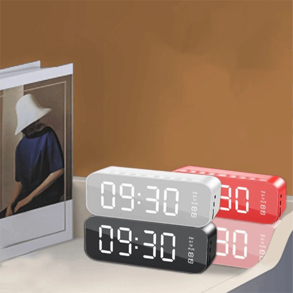 

Large LED Screen LED Mirror Screen Alarm Clock Portable Digital Display Digital Clock Smart Dual Alarm FM Radio Clock Desktop