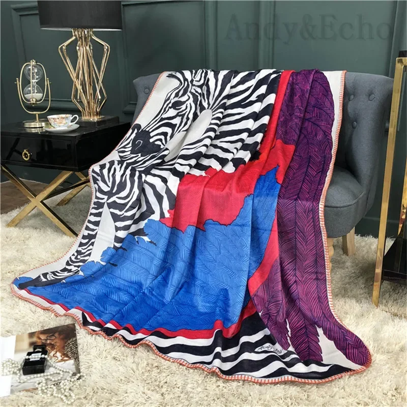 Double Layer Throw Blanket Weighted Knitted Horse Blankets Plaid Bedspreads Sofa Bed Winter Thick Fleece Warm Soft Fluffy Plush