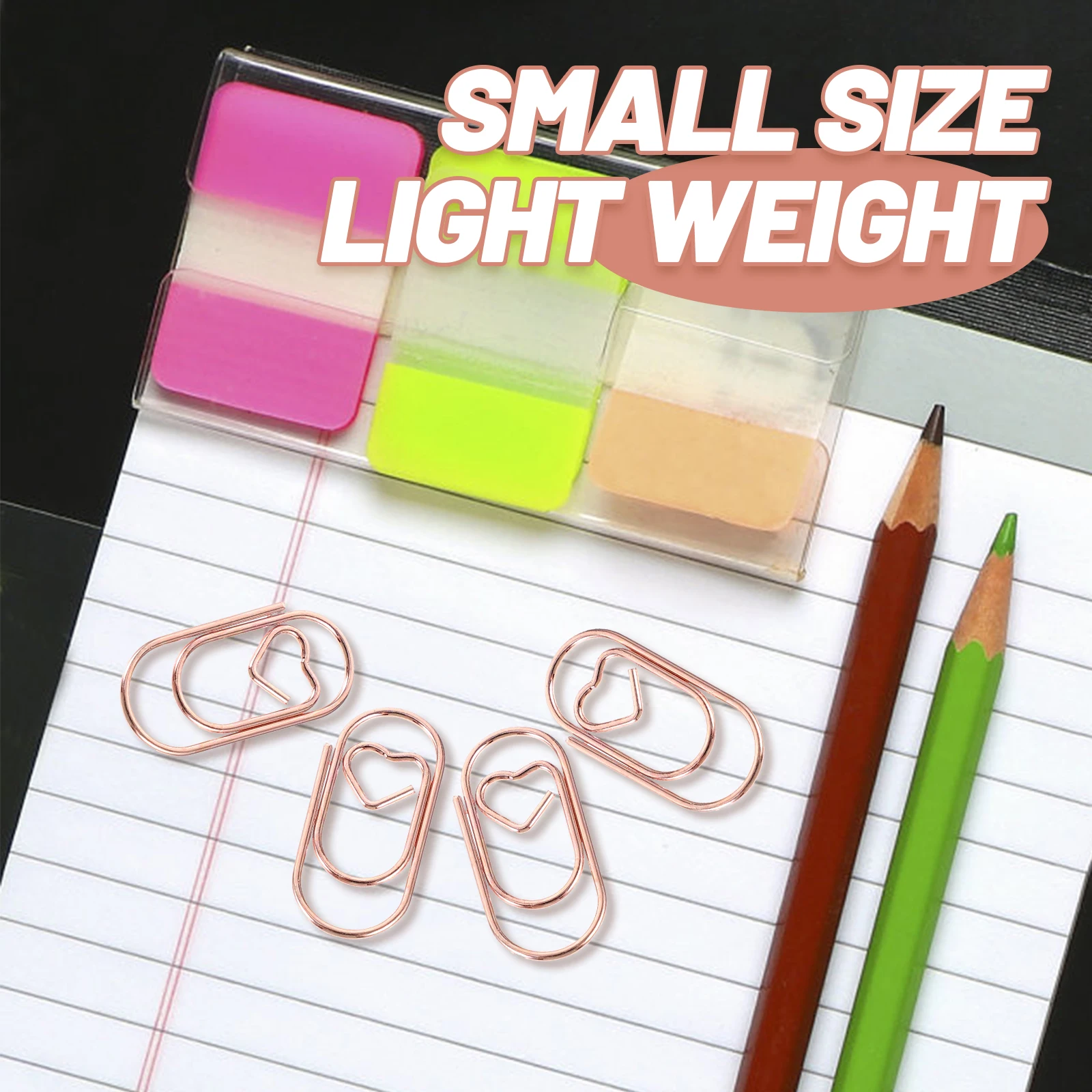 

100pcs Metal Mini Paper Clips Small Craft Office File Decorative Lovely Novelty Clips Rose Gold Storage Use