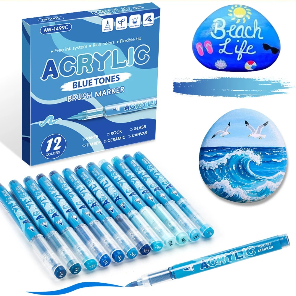 

Acrylic Paint Markers,12Pack Soft Brush Tip Acrylic Paint Pen,Quick-Drying Waterproof Ink,for Rock Painting Plastic Canvas Glass