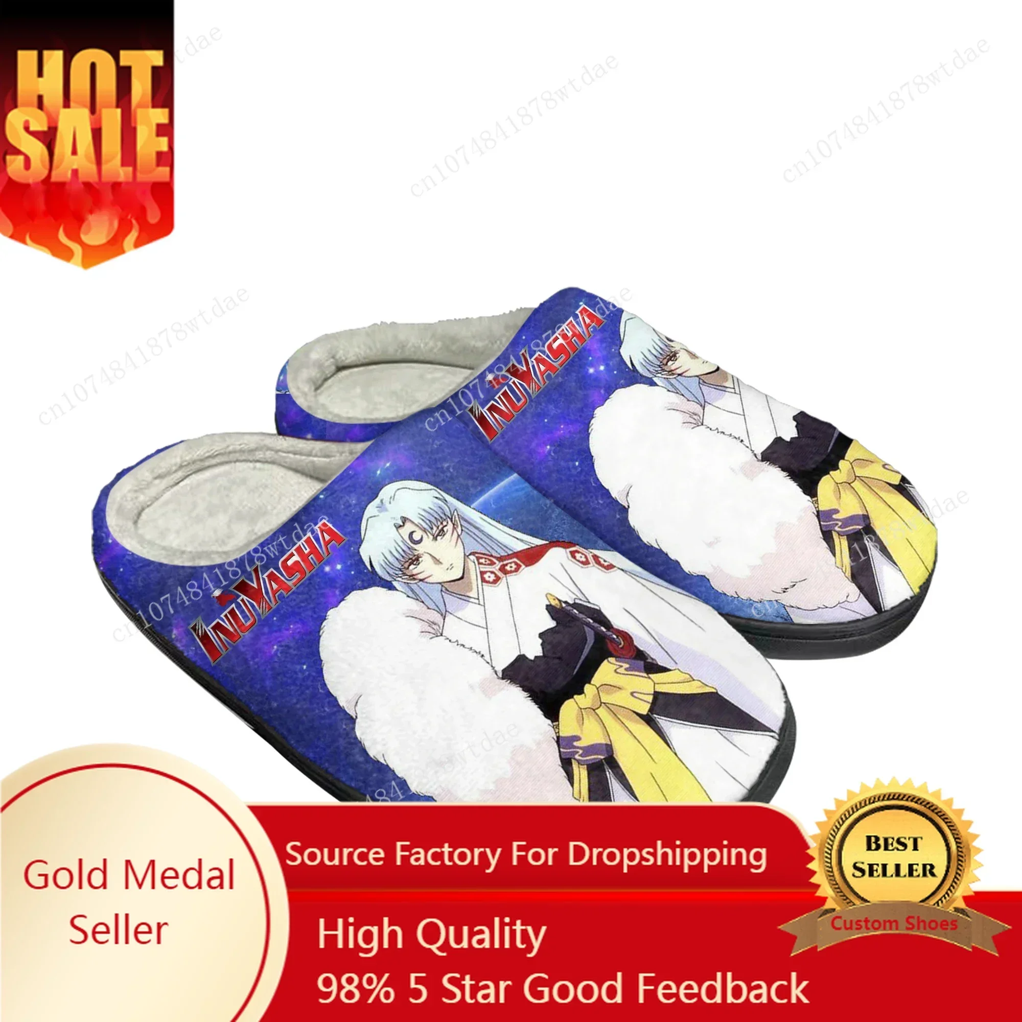 

Sesshoumaru Home Cotton Slippers Mens Womens Inuyasha Plush Bedroom Casual Keep Warm Shoes Anime Custom Thermal Indoor Slipper