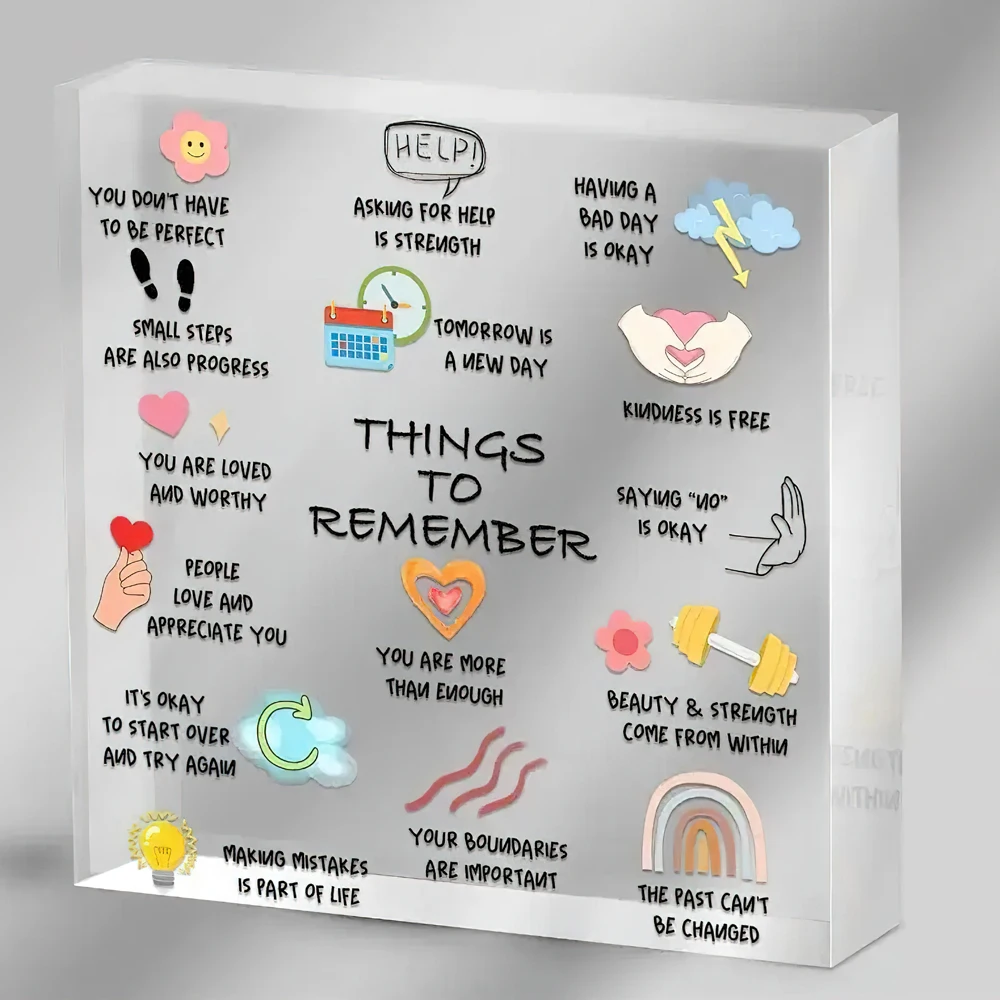 1pc Modern Acrylic Inspirational Quotes Desktop Decor | Mental Health Positive Affirmations Decorative Plaque | Office Home