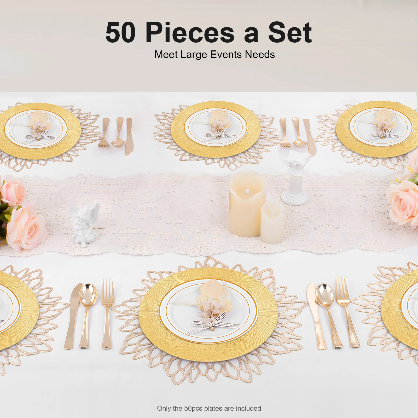 

Золото, набор из 50 пластиковых тарелок для зарядного устройства, многоразовые сервировочные тарелки, круглые тарелки для зарядного устройства, для вечеринок, свадеб, банкетов, 33x2 см