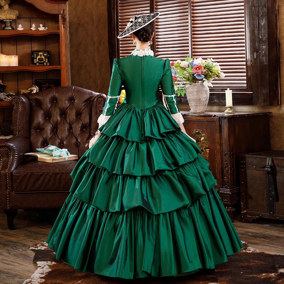 Robe de luxe verte Marie Antoinette, robe de bal, robe de soirée victorienne pour adultes, pour femmes