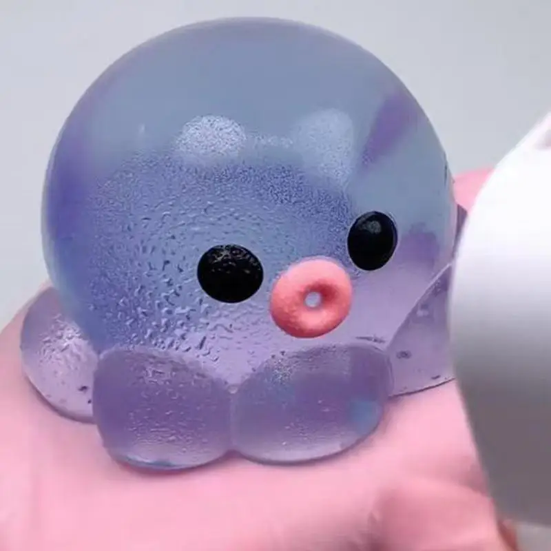 Octopus Squeeze Toy with Glowing Light Squid Vent Ball Clear Crystal Octopus Hand Relax Toy Homemade Bubble Hairstyle Game kids