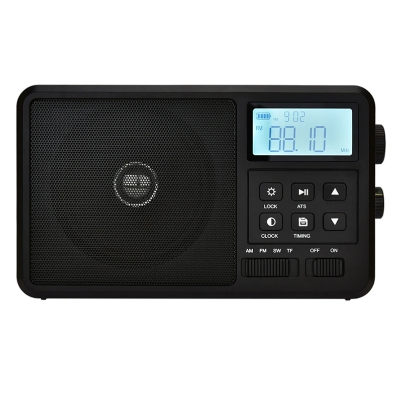 Portable FM Bluetooth-compatible Radio Small Shortwaves Radio Digital LCD Display Speaker with Earphone Port