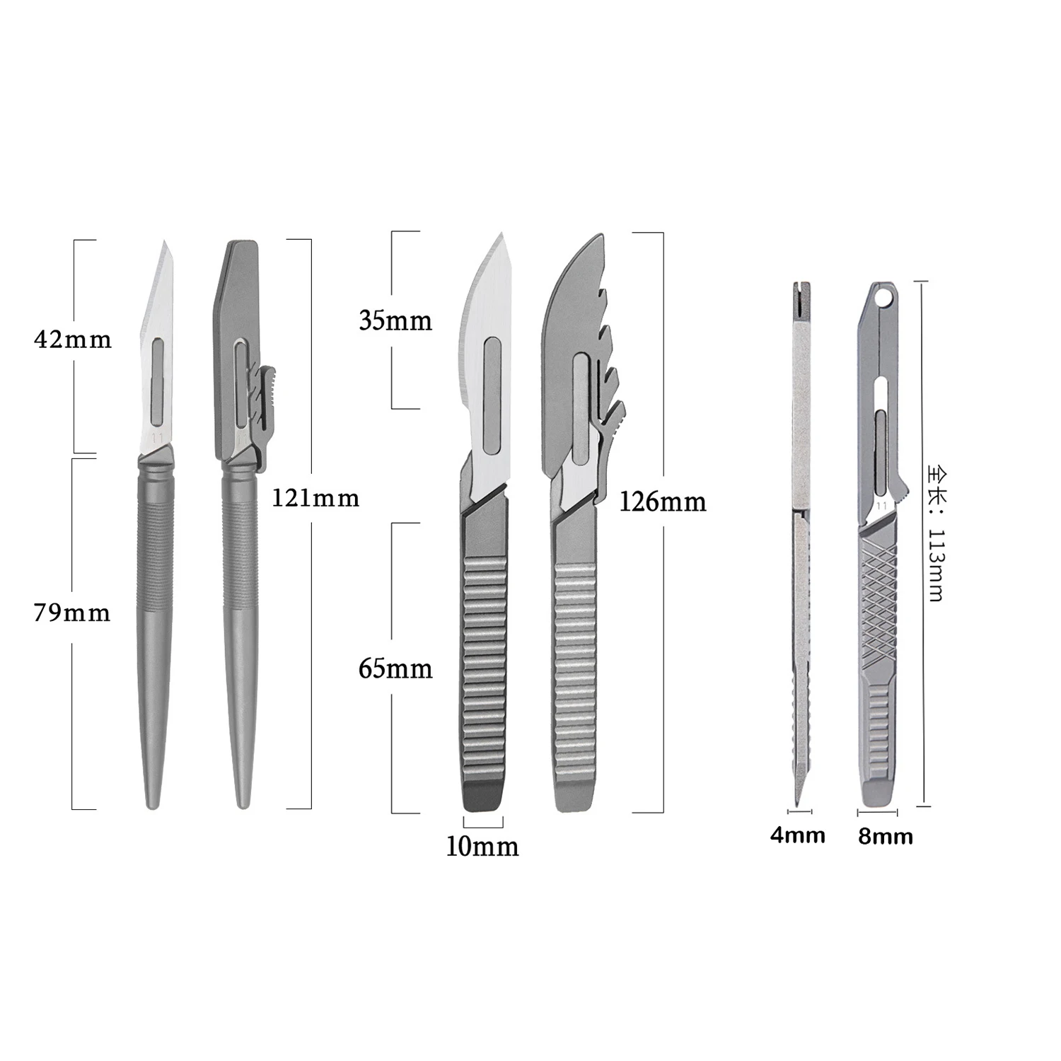 Thickened Titanium Alloy Carving Knife With Knife Cover EDC Scalpel Cut Paper Multifunctional Pocket Utility Knife Gift 10 Blade