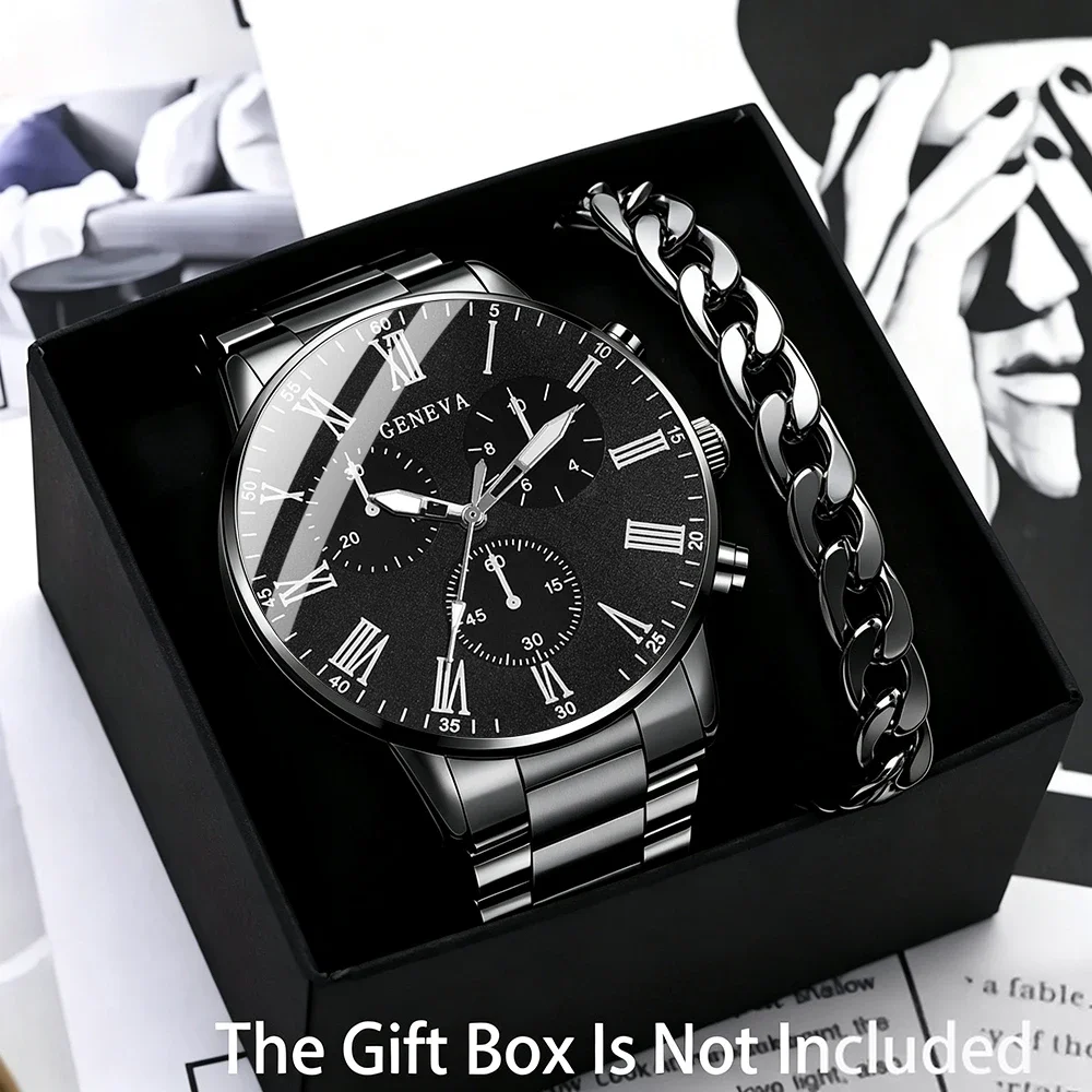 Men's Luxury 2-Piece Watch Gift Set | Stylish Quartz Watch & Accessories for Everyday Elegance