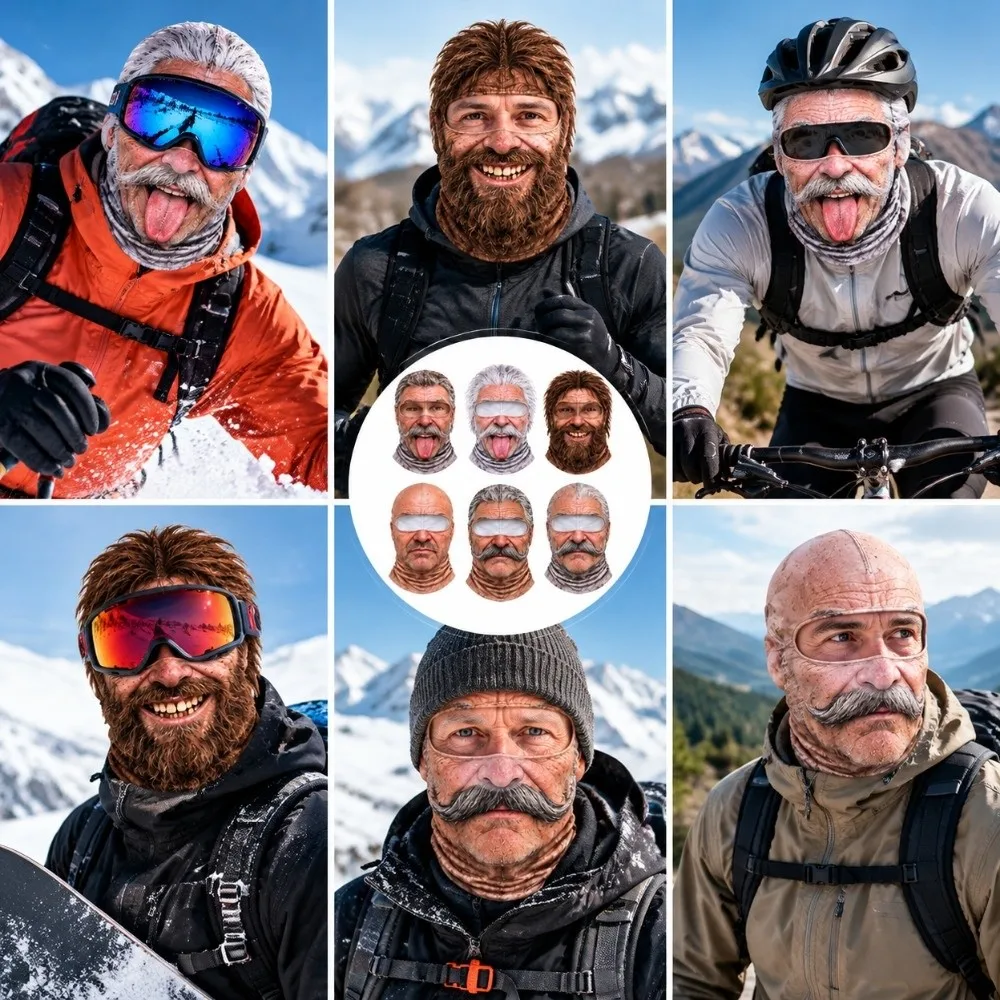 Realistic Print Realistic Face Dralon Warm Mask 3D Printed Design Windproof Material Full Face Neck Gaiter Full Face Coverage