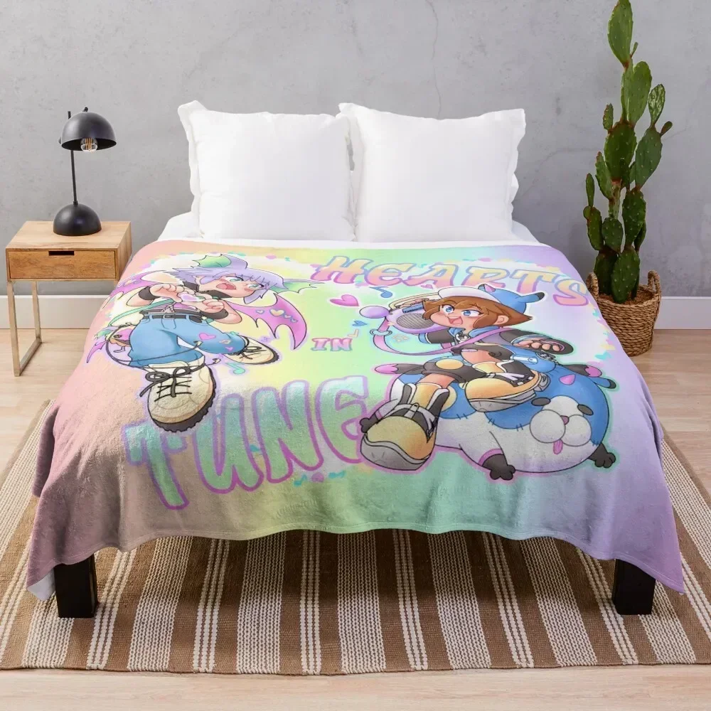 

Hearts in Tune (BLANKET & rainbow BG) Throw Blanket Warm Comfortable Blanket for Office Napping