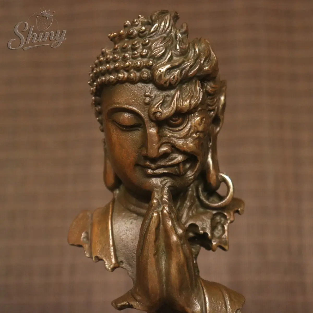 Vintage Copper Evil and Buddha Figure Statue Buddhism Sculpture Feng Shui Home Decor