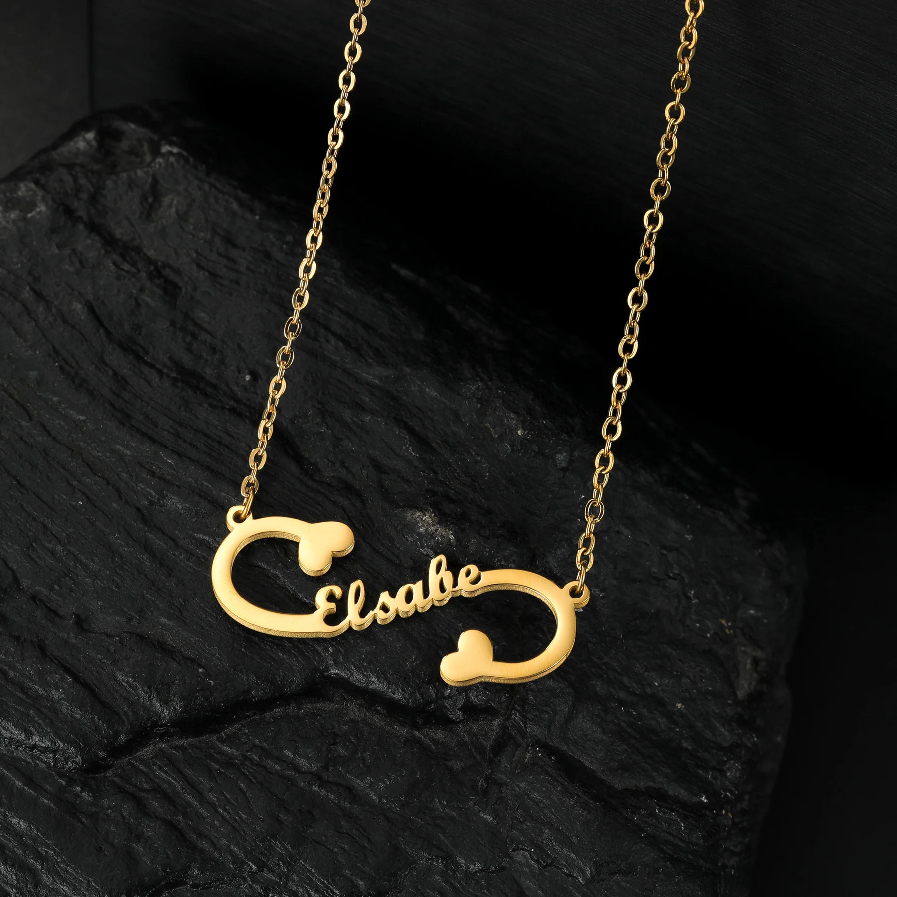 Custom Name Infinity Colares para mulheres, aço inoxidável, pingente de coração infinito personalizado, presente para casal, aniversário