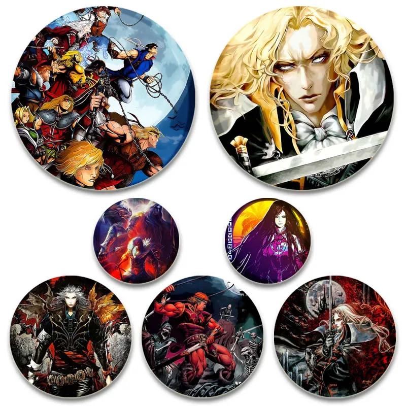 Castlevania Brooches for Women Anime Game Badge Bag Pendant Gift Cosplay Backpack Clothes Accessory Fans Collection Enamel Pins