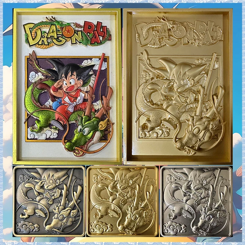 Anime Dragon Ball DIY ACG Son Goku Metal 3D Color Relief Handmade Collectible Cards Desktop Game Christmas Birthday Toy Gift