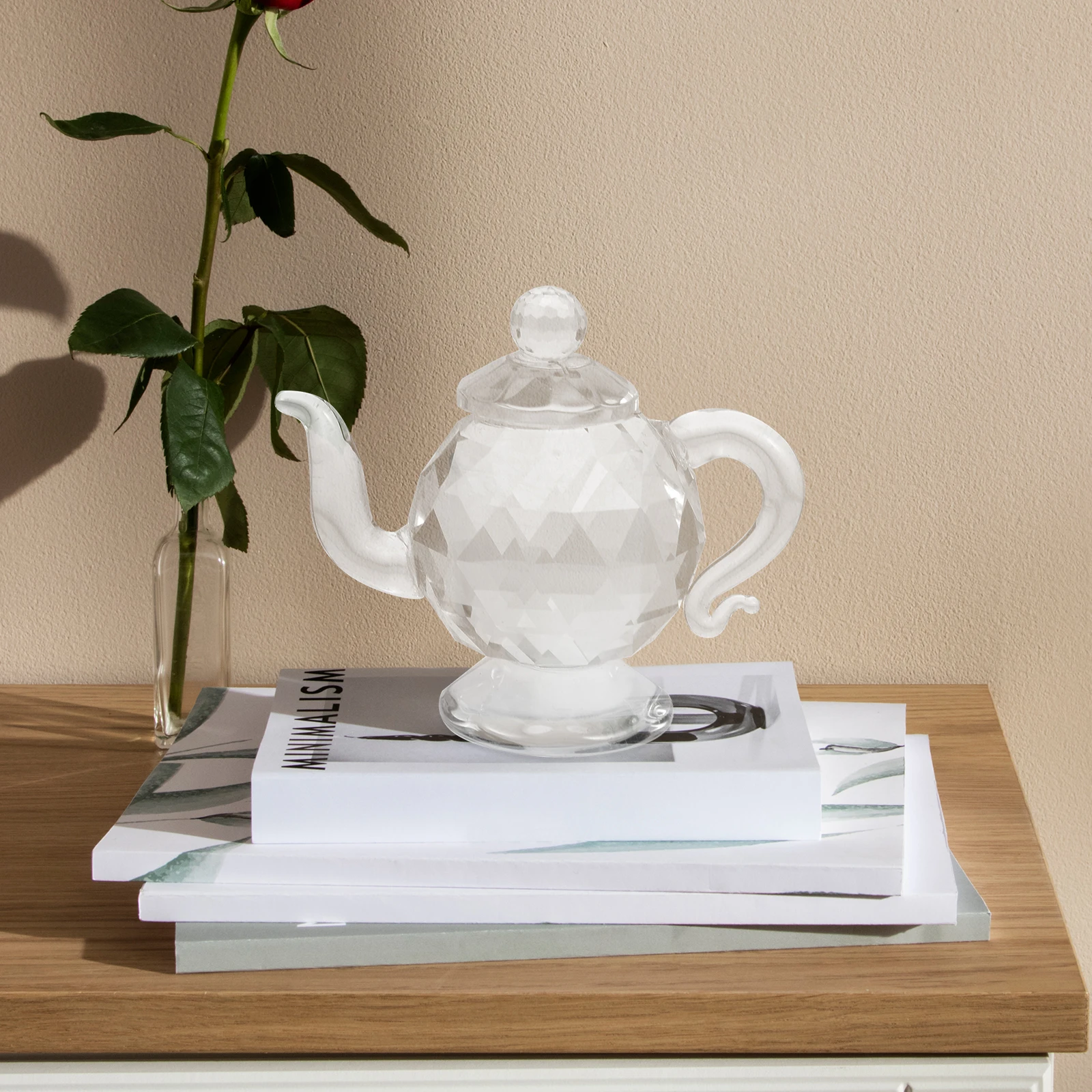 

Crystal Teapot Decor Desktop Tabletop Car Office Dresser Decoration Craft Figurines Adornment Gifts