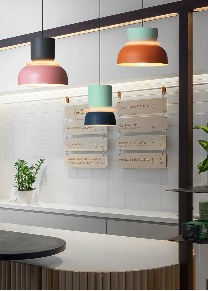 Modern Macaron Led Pendant Lamp Colorful Hanging Suspension Study Dining room Bedside Bedroom Chandelier Lighting lamp shades