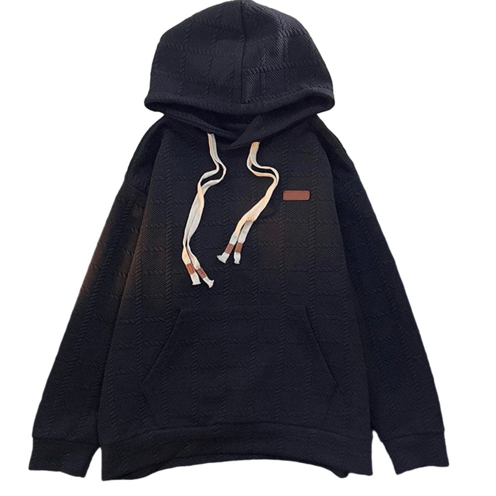 Casual Men Women Hooded Plaid Sweatshirt Loose Style Long Sleeve Hoodie for Everyday Comfort and Couple Matching