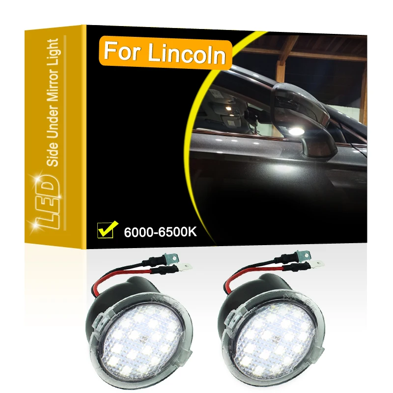 Lámpara LED impermeable de 12V para espejo lateral, conjunto de luz de charco para navegador Lincoln MKS MKT MKX MKZ Mark LT LS