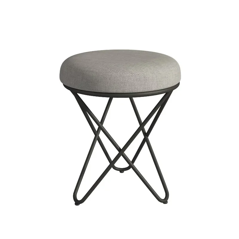Small stool makeup single   master dressing stool household round   Nordic soft surface modern simple low iron