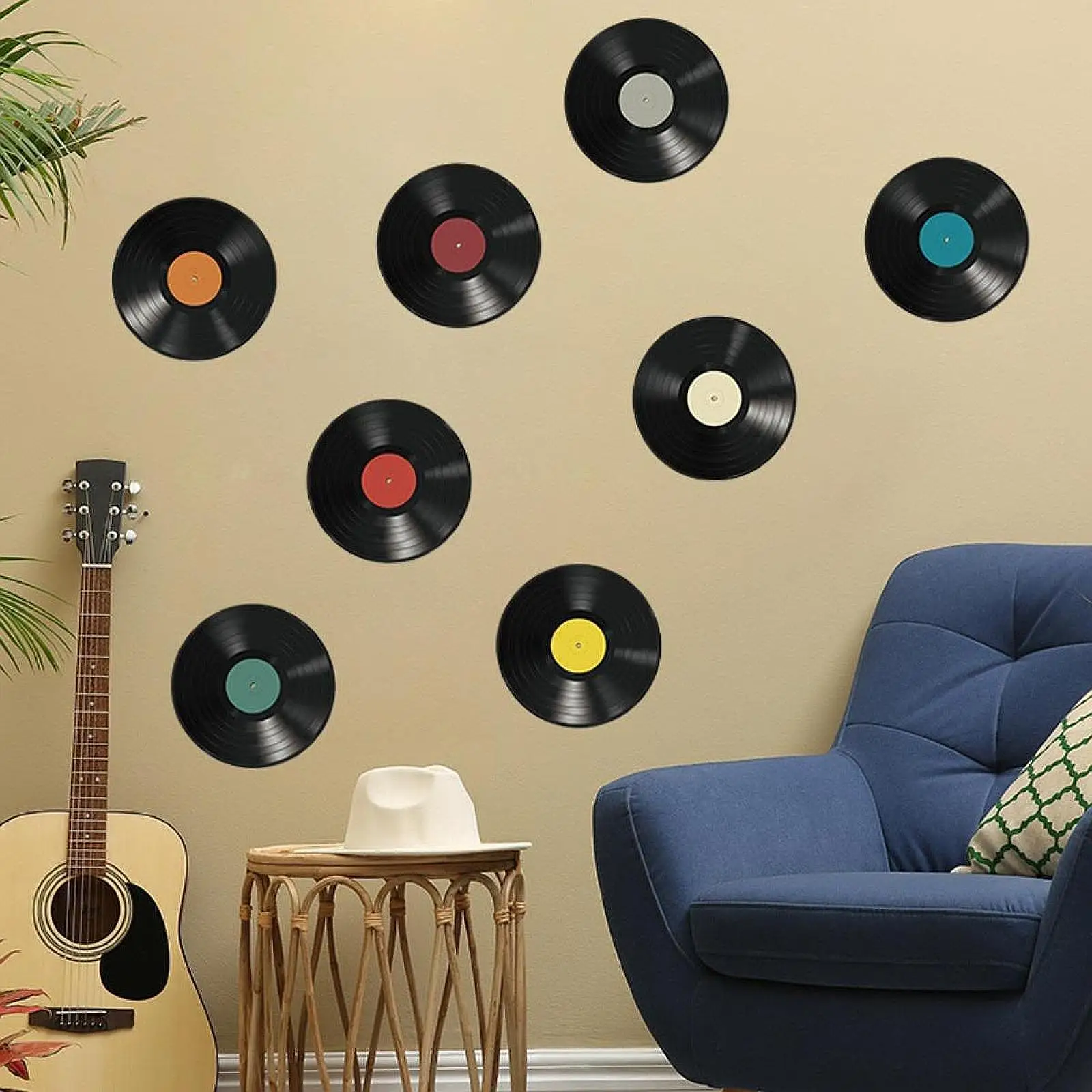 

Vinyl Record Wall Sticker Stick And Peel Wall Decal for Party Home