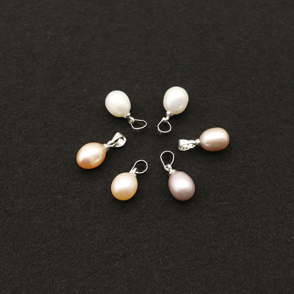 4pcs Natural Freshwater Rice Pearl Pendants 8x13mm White/Pink/Orange Baroque Pearl Charms For DIY Women's Necklace Earrings Gift