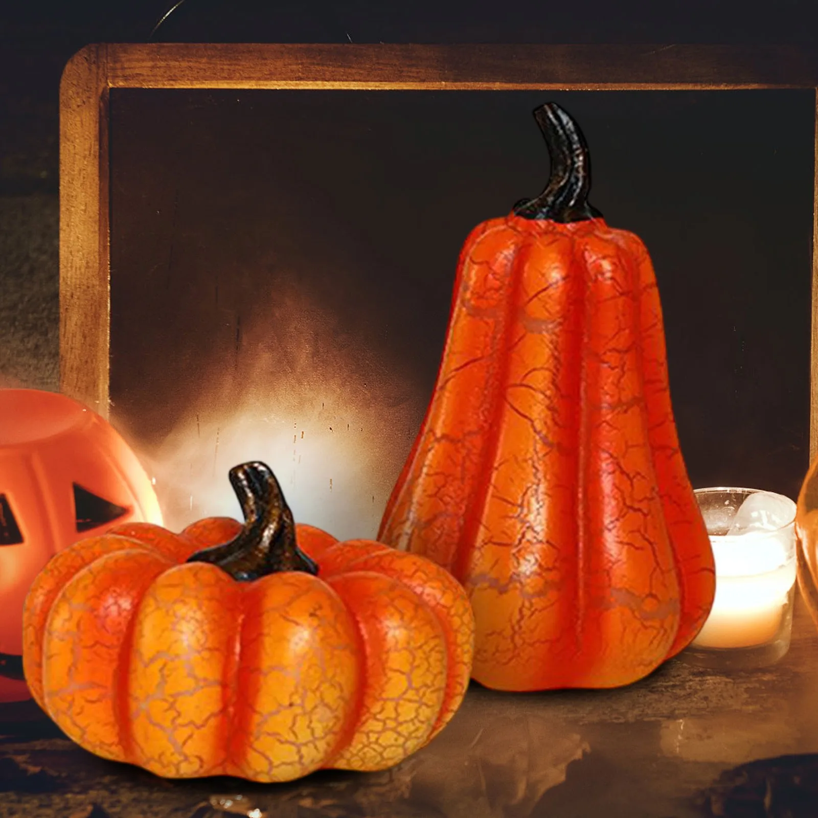 New Halloween Pumpkin Lamp LED Luminous Tabletop Resin Decoration Indoor Outdoor Halloween Party Atmosphere Prop Festival Gift