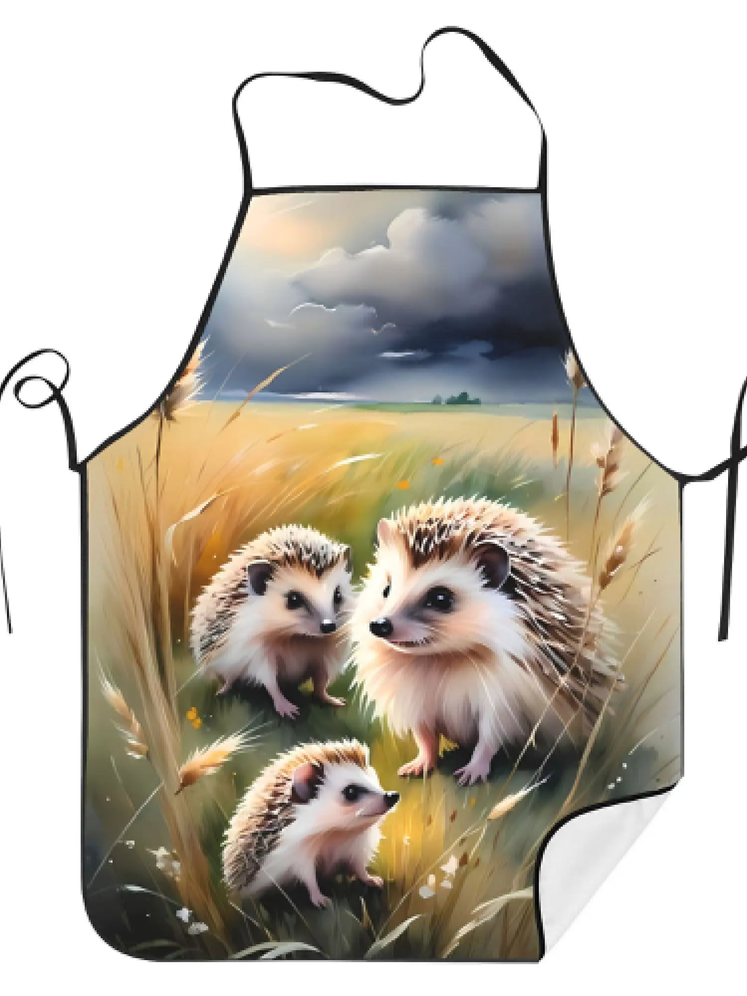 

1pc Cooking Apron| Charming Hedgehog Print Kitchen Apron Vintage Style Polyester, Hand-Washable Home Cooking Accessories Apron