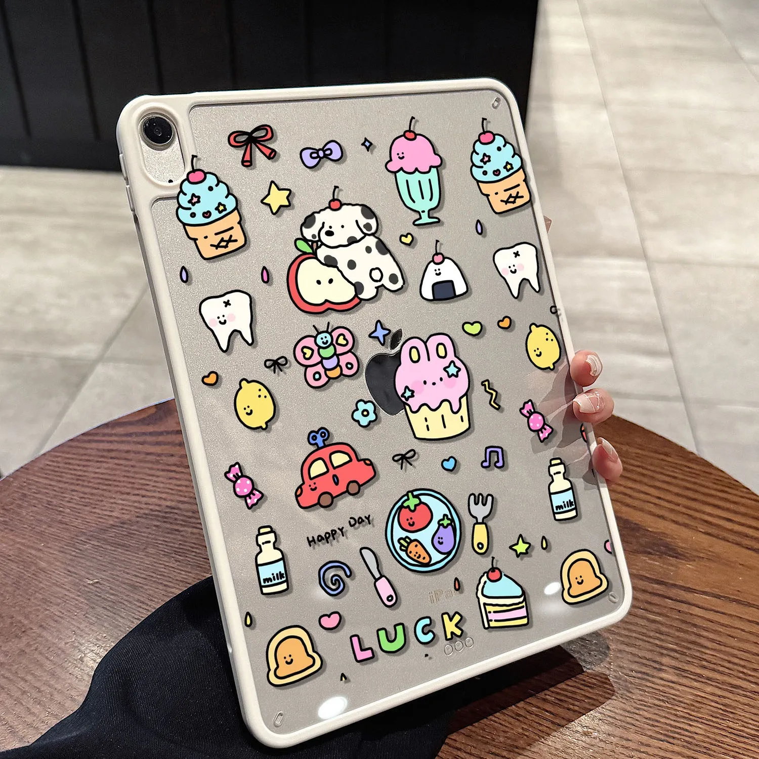 Ins Toy Animal Food Cartoon Y2K Clear Case For iPad Pro 13 11th M5 M4 12.9 A16 10 8 7 9th 10th Air 11 M2 M3 Mini Tablet Cover