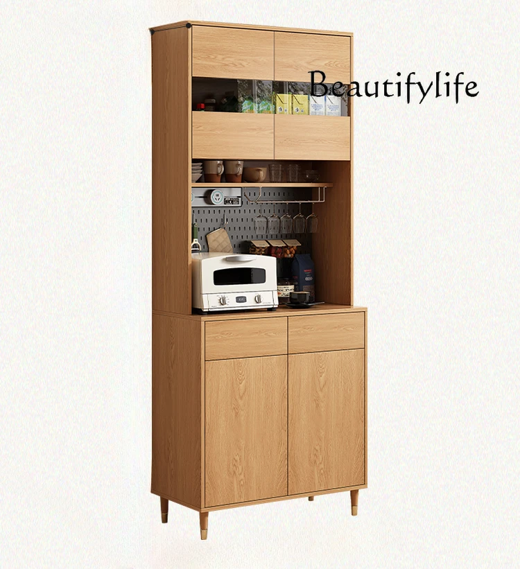 

Wire-Wrap Board Sideboard Cabinet Solid Wood Tea Cabinet Living Room Retro Locker Multi-Functional Wall High Cabinet