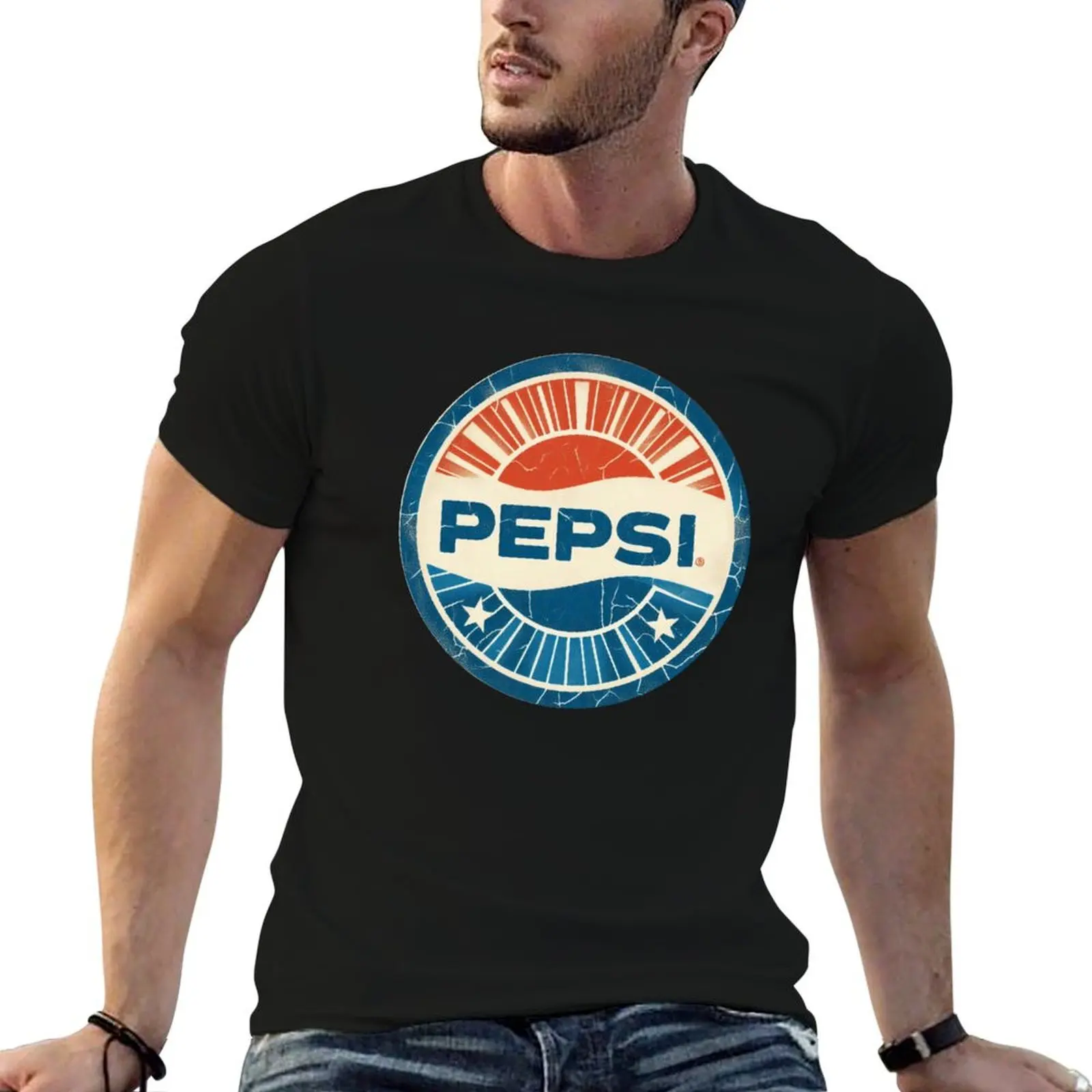 

Vintage Pepsi Logo Sun Cracked And Worn Vector Art T-Shirt t shirt for man 100 percent cotton T-Shirt